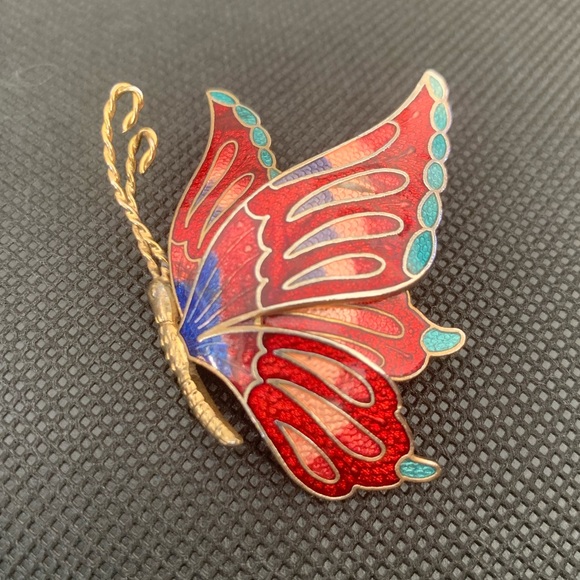 Cloisonné Enamel Butterfly Brooch - Picture 1 of 14